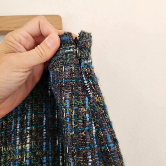 NWT J. Jill Forestweed Blue Tweed Pencil Skirt Professional Wool Blend Size 18 - Picture 4 of 9